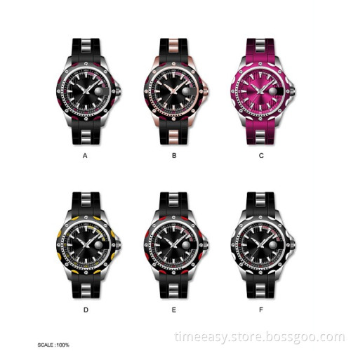 Alloy Watch with Silicone Strap (TE-1421)